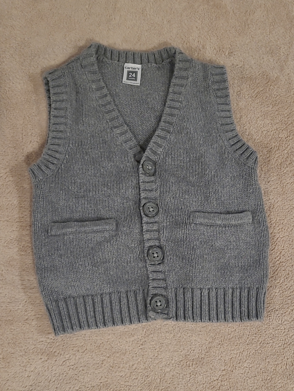 Carter's Gray Knit Button-Front  Sweater Vest 24m